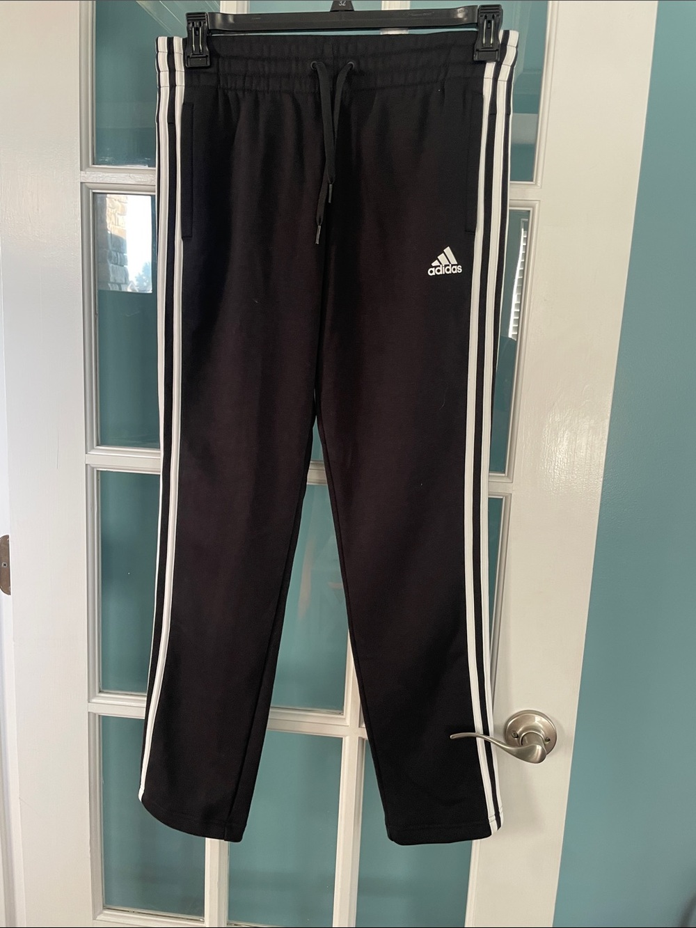 adidas Black Joggers with White Side Stripes